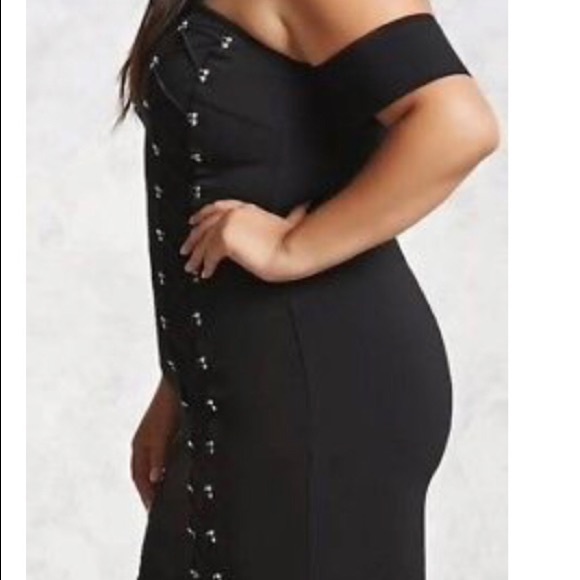 Forever 21 plus black lace up dress - Picture 4 of 5